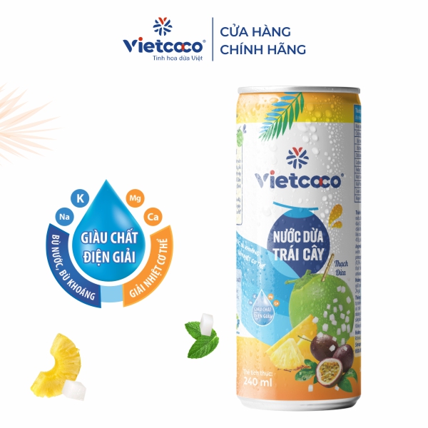 Combo 6 lon NƯỚC DỪA TƯƠI TRÁI CÂY VIETCOCO 240ML