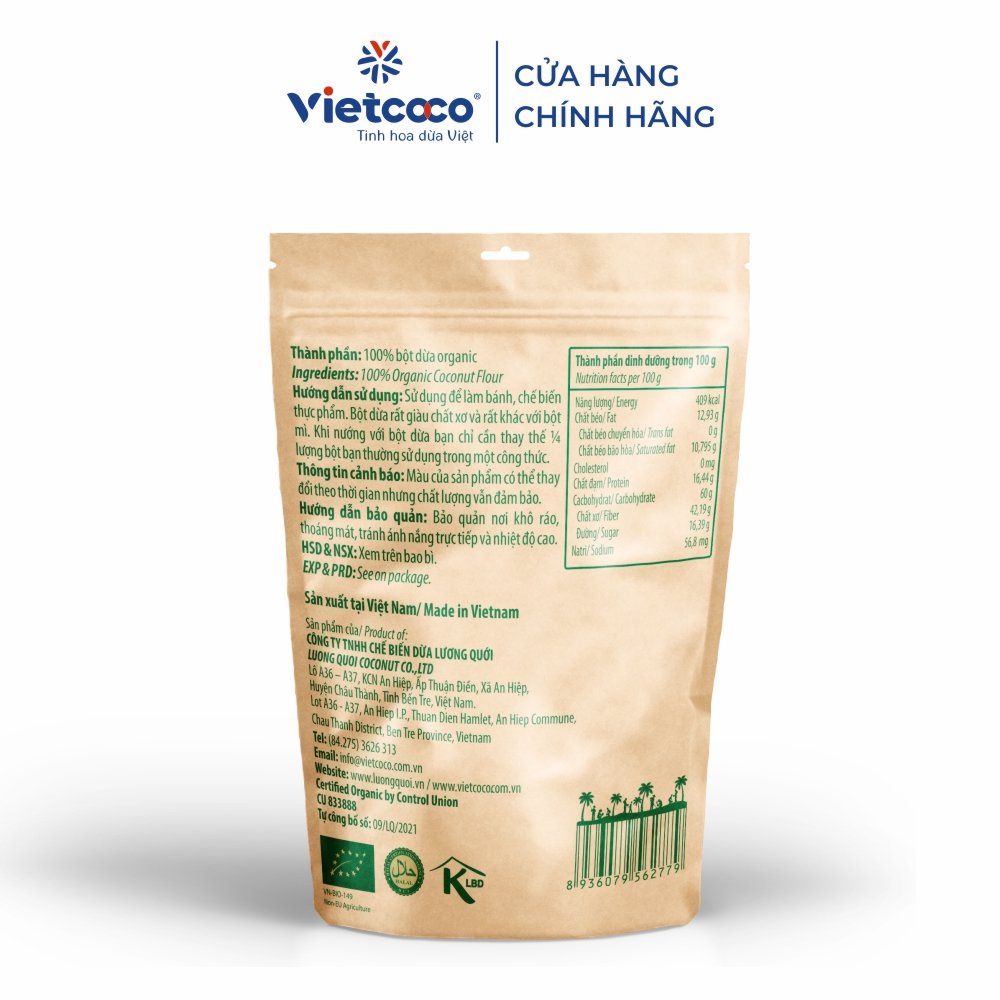 Bột dừa Premium Organic Vietcoco 500g