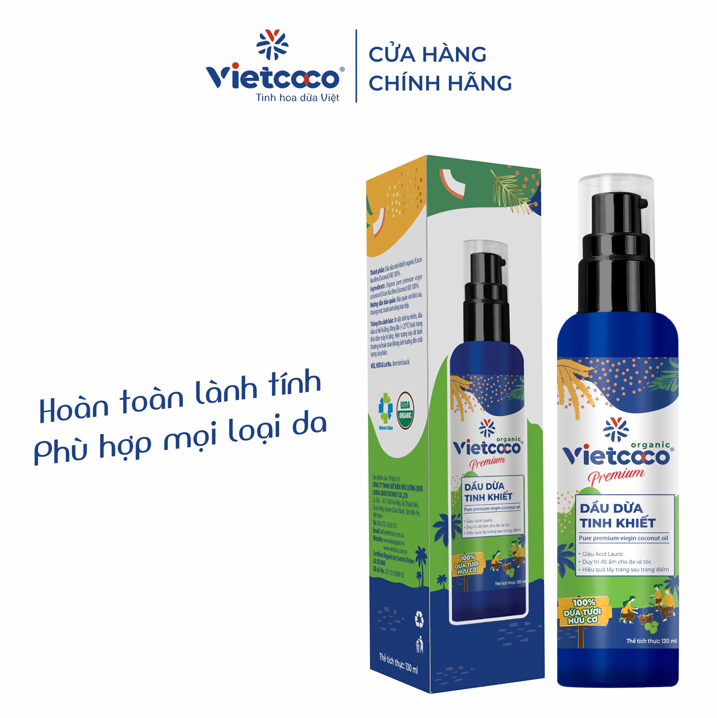 Dầu dừa tinh khiết Premium Organic VIETCOCO 130ml